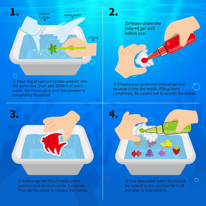 Magic Water Toy Elf Kit, Water Fairy Water Gel Kit with 12 Magic Gels, 12 Shape Molds, Fun Summer Toys Gifts Kids Birthday Party Favors, DIY STEM Aqua Kits Boys Girls Toys for Age 3+(12 Colors)