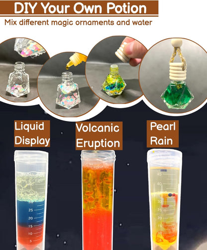 Potion Kits for Kids, Magic Making Set 50+ Mixie with Bottles Hat Glasses & Invisible Pen, Mystery Box Fairy Craft Toy for Girls Boy Age 6 7 8 9 10 11 12+