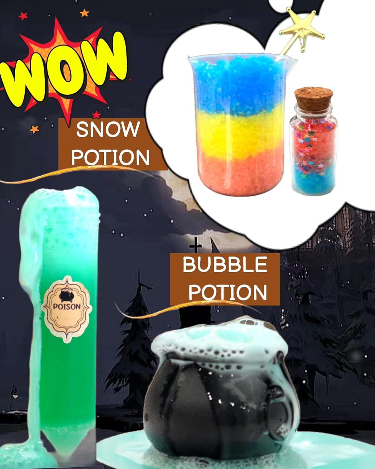 Potion Kits for Kids, Magic Making Set 50+ Mixie with Bottles Hat Glasses & Invisible Pen, Mystery Box Fairy Craft Toy for Girls Boy Age 6 7 8 9 10 11 12+