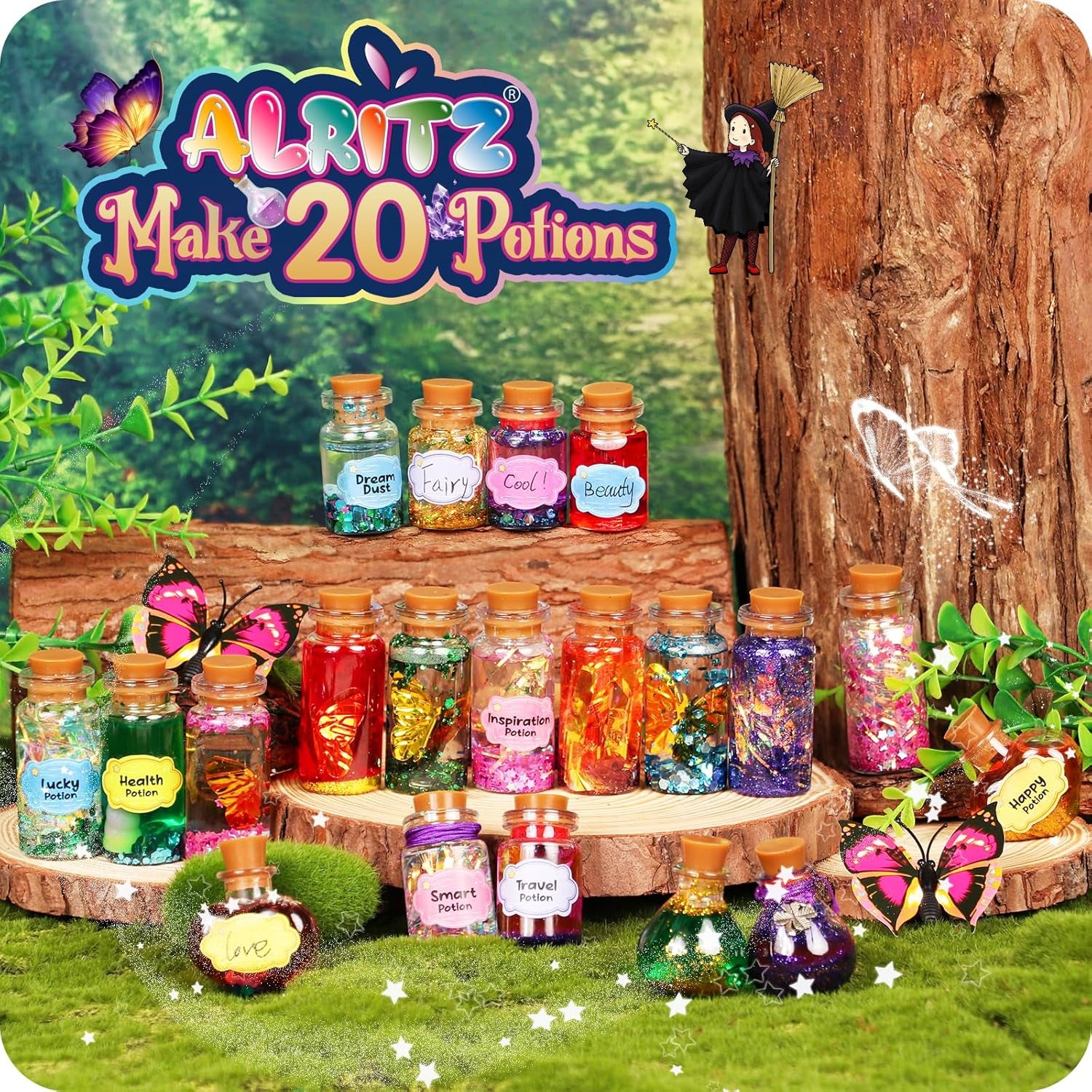 Fairy Mixies Potion Kits for Kids, 20 Bottles Magic DIY Mixies Potions, Christmas Decorations Families Party Ornaments Creative Crafts Toys Gifts for Girls and Boys Ages 6 7 8 9 10 11+