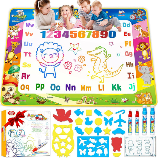 Toddler Toys Water Doodle Mat: 40 X 30 Inch Mess Free Coloring & Drawing Instant Drying Mat - Kids Learning Toys for Girls Age 3-5 Home Educational Activities - Birthday/Christmas Gifts for Girls Boys